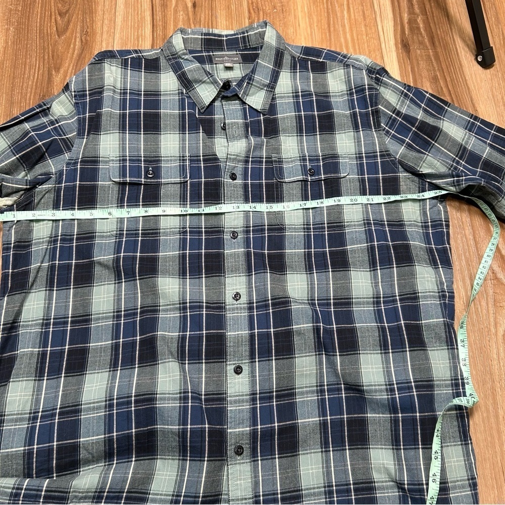 Ll bean mens signature slim fit blue plaid flannel long sleeve shirt size XXL - Picture 7 of 8